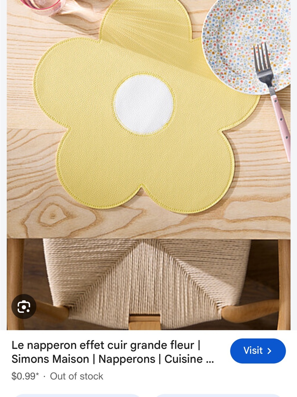 Simons Yellow Flower Placemat with White Center
